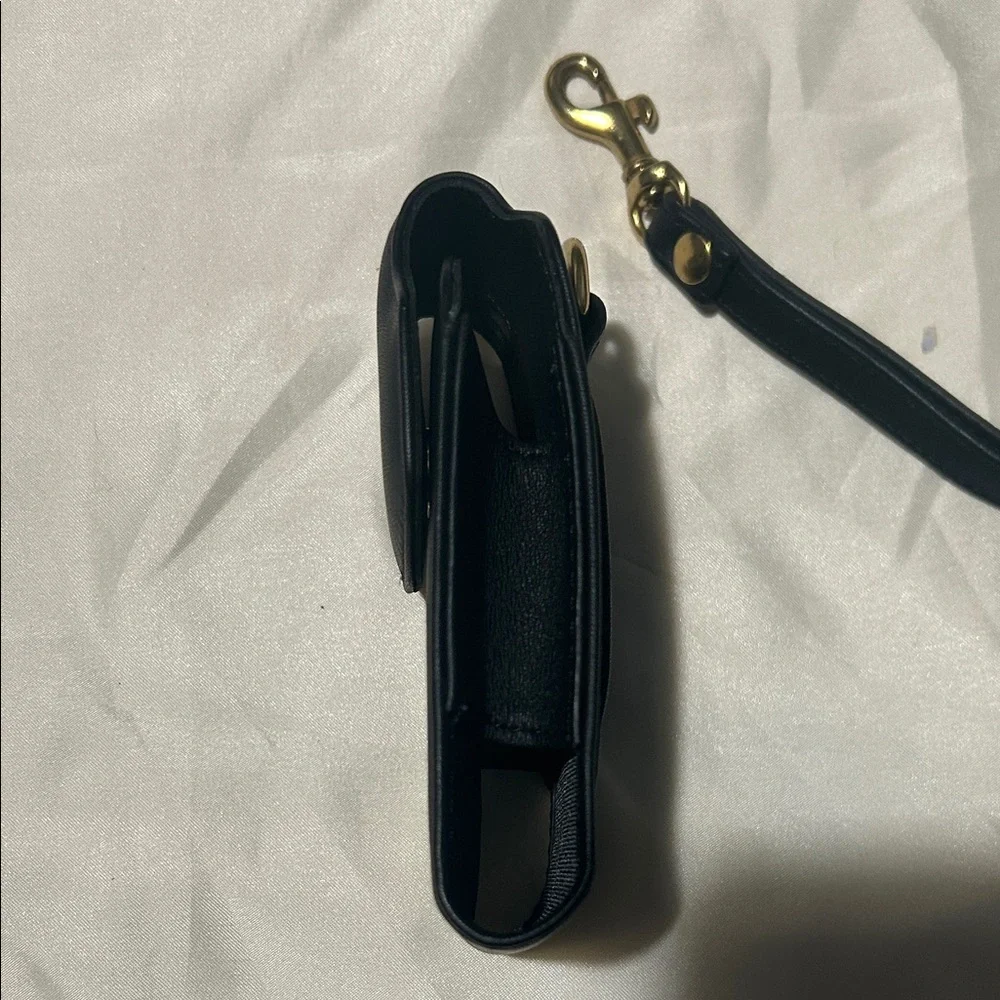 Vintage Coach Black Leather Phone Holster with Strap